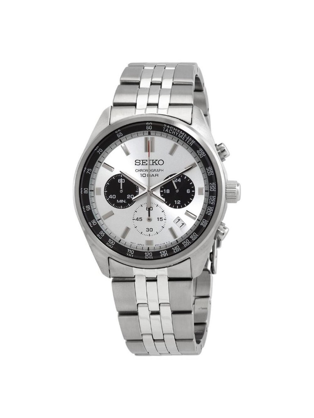 NWT Seiko Motorsports Chronograph Quartz Silver Dial Men's Watch